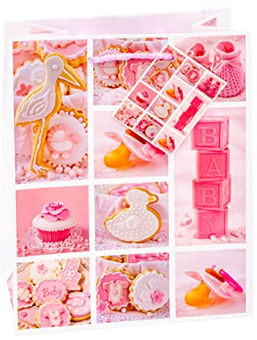 TSI Geschenktüten BABY MÄDCHEN, 6er Packung, Größe: Mittel (HxBxT 23 x 18 x 10 cm), Art. Nr. 85014-M