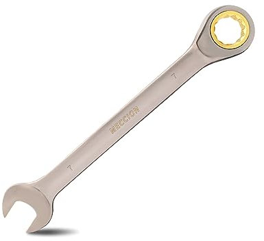 Meccion Professionell Maul-Ringratschenschlüssel 7mm Chrom Vanadium Stahl Geschmiedet Ratschen Ringmaulschlüssel mit Schwarzer Vernickelung