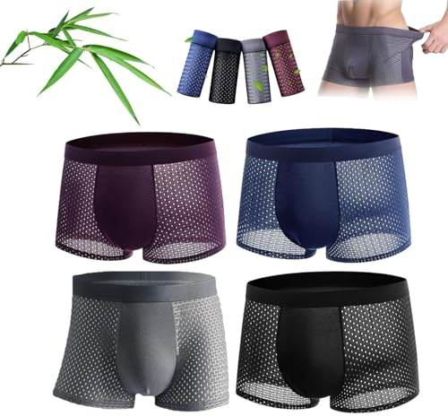 Newdvmmss Boxer in Fibra di bambù, Boxer in Fibra di bambù, Intimo da Uomo Traspirante in Nylon