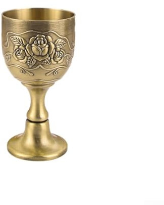 Sileduove Vintage Weintasse, Teetassen, Kelch, Zuhause, Metall Handgemachte Geprägte Blume Kelch, 40/100 ml(A)