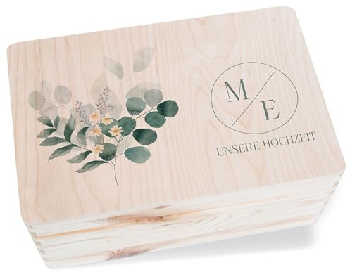 Holzkiste - Box für Umschläge Hochzeit Erinnerungsbox für Karten | Hochzeit Box Geldgeschenke - 30x20x14 cm - Holz - hochzeits hochzeitskartenbox brautpaar wedding erinnerungskiste