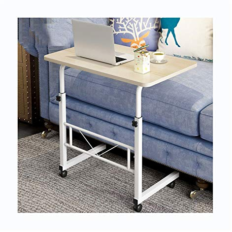 SFNIOKFG Überbetttisch mit Rollen, höhenverstellbar, für Sofas, Laptop-Schreibtisch, Rollwagen, Notebook-Computerständer, Betttisch (80 x 50 Britisches Ahornholz B)