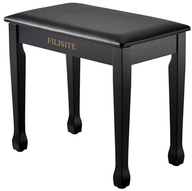 FILISITE Piano Bench with Waterproof Padded Cushion, Makeup Stools for Vanity, Bench for Living Room/Bedroom (Black)