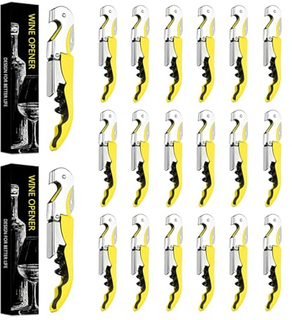 Tire-Bouchon Sommelier Professionnel Limonadier Serveur, Jaune, 20pcs | Madehay Couteaux en Acier Inoxydable Avec DéCapsuleur et Coupe-Capsule