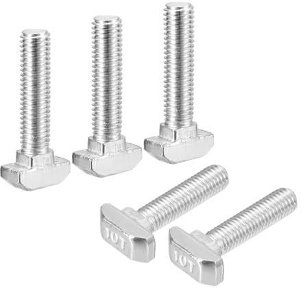 QUARKZMAN 40 Stück Hammerkopfschrauben M8x35mm T-Nut-Fallbolzen, Kohlenstoffstahl vernickelt Hammerkopf T-Bolzen T-Form Stift Schiebeschraube T Schrauben für 45er Aluminiumprofil