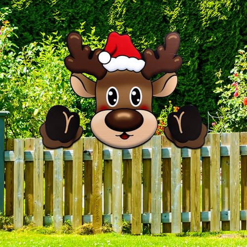 Weihnachtsdekorationen, Weihnachtsdekoration Über Dem Zaun Elch Weihnachtszaun Peeker Dekoration Weihnachtsdekoration für Den Außenbereich Hofdekoration für Die Feiertage Garten Innenhof