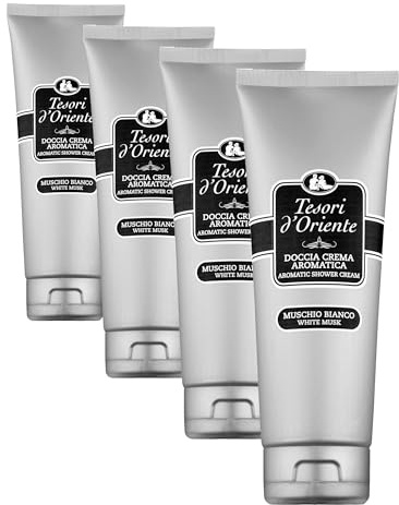 TESORI D’ORIENTE d'Oriente Cremedusche 'Weißer Moschus', 250 ml, aromatisches Duschgel mit luftigen Duft mit einem Hauch von Blumen, Duschcreme zur Körperpflege, Wellnessritual für Körper & Sinne