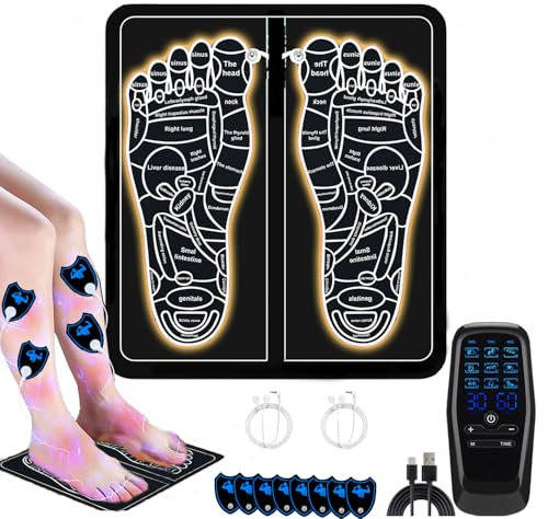 Massaggiatore del piede EMS, massaggiatore del piede elettrico portatile con 9 programmi di massaggio 30 livelli di intensità, per la circolazione sanguigna sollievo del dolore muscolare, EMS piede ma