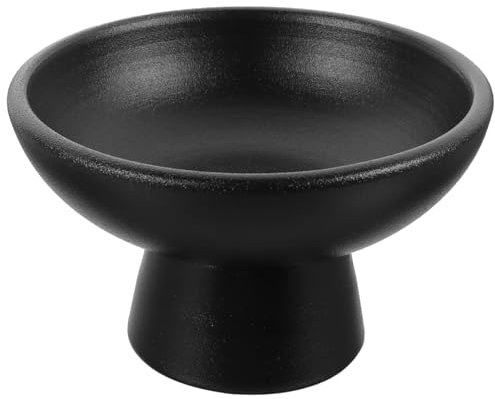 YARNOW Ciotola Per Frutta In Ceramica Ciotola Con Piede Ciotola Rotonda Per Dessert Ciotola Decorativa Per Decorare Il Tavolo Della Cucina Nera