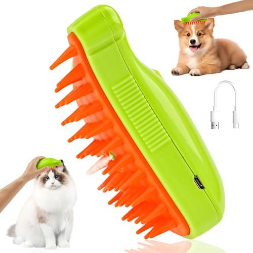 Dampfbürste für Katzen und Hunde - 3-in-1 Massagebürste mit Sprayfunktion zur Haarentfernung und Fellpflege