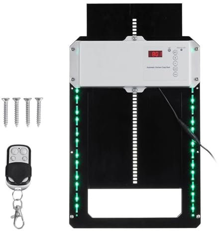 Set Apricancello Elettrico, 130ft RC Temporizzazione Controllo Casa di Pollo Apriporta Automatico Apertura Della Porta Fattoria 110-220V Pollo Animali Domestici Apriporta Del Cane,Apriporta automatic