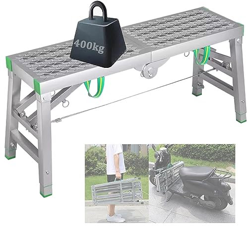 HFFKOS Klappbare Gerüst-Arbeitsplattform mit Einstellbarer Höhe, Mehrzweck-Gerüst für den Hausbau, 5-Gang-Design, 40 cm Breite, 200 × 40 cm, leicht und tragbar, ideal für Trittleitern (B 180 × 4