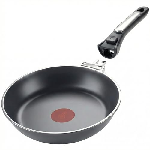 ECODE® Padella Antiaderente per Induzione e Gas 20 cm con Manico Removibile – Adatta a Forno, Lavastoviglie e Tutti i Piani Cottura – Padelle in Alluminio Fuso Non Tossiche con Indicatore Temperatura