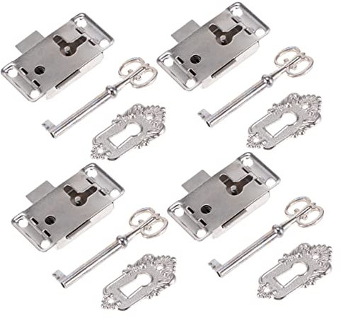 Gadpiparty Vintage Möbelschloss 4 Stück Vernickelt Metall Riegel Antikes Schrankschloss Mit Schlüssel Für Schmuckkästchen Und Holzkisten
