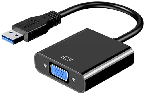 beseloa Adaptateur USB 3.0 vers VGA 1080p, Multi-Affichage Convertisseur Vidéo USB mâle vers VGA Femelle Connecteur pour PC Portable Windows 10/8.1/8/7