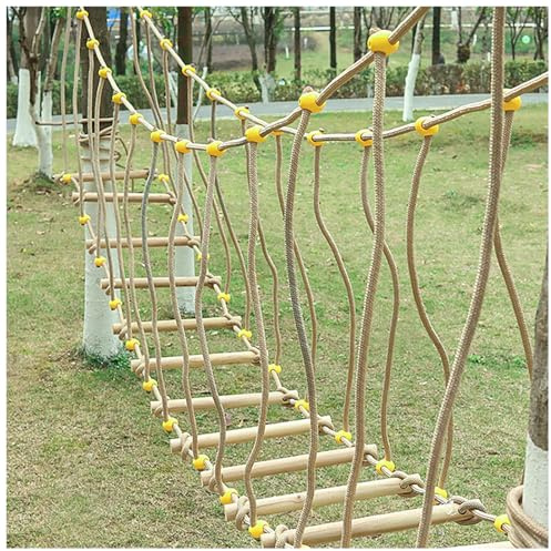 HAZEK Ponte All'aperto per L'asilo Attrezzatura per L'allenamento Fitness Sportivo per Bambini Ponte in Legno Massello Ponte Dell'equilibrio Ponte da Arrampicata Giocattoli(Size:7m)