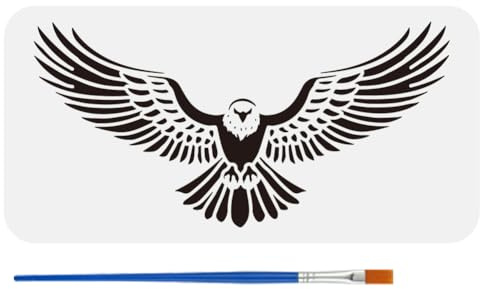 FINGERINSPIRE Schablonen Mit Fliegenden Adlern Und Pinsel 29.7x21cm Großer Adler Mit Ausgebreiteten Flügeln Malschablonen Tiermotive Dekorationsvorlage Zum Malen Auf Holz Wänden Böden Und Möbeln