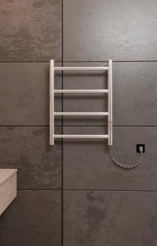 Elektrischer Handtuchheizkörper aus Edelstahl – 505x400 mm | 35W | Timer & Thermostat | Wandmontage | IP44 | Badezimmer & Gäste-WC