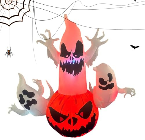 Aufblasbare Halloween Deko Outdoor 1,8m Geist Halloween Deko Indoor mit eingebauten LEDs Inflatable Dekoration für Outdoor Garten Party Innen Aussen Herbstdeko