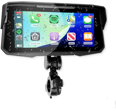 VECHTEL Navegación GPS Moto CarPlay Android Auto Inalámbricos, Pantalla Táctil HD 6.86 Pulgadas para CarPlay de Motocicleta con Resistencia al Agua IP68, Bluetooth, EQ, Asistente de Siri/Goo-gle, TPMS
