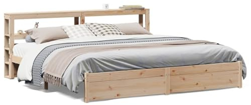Homgoday Bettgestell mit Kopfteil ohne Matratze 180x200 cm Holzbett