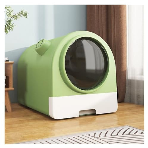 Caja de Arena, Caja de Arena for Gatos Completamente Cerrada con Pala, cajón Extragrande, Antiadherente y a Prueba de Fugas Caja de Arena para Gatos(Green)