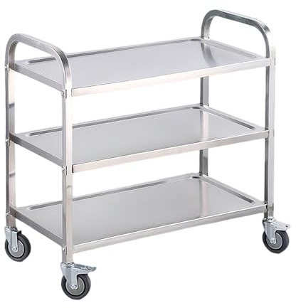 Edelstahl Lagerwagen Heavy Duty 3 -Tier -Küche Dienstprogramm Trolley Gewerblicher mobiler Multi -funktionaler Wagen 3-Layer 85 * 45 * 88cm