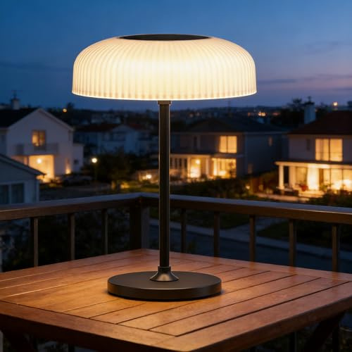 Nreonrick Cordless Mushroom Table Lamp, Portable Rechargeable Solar Night Light with Gesture and Touch Solar Table Lamps for Outdoor Patio, Garden Camping, Bedside Decor, Waterproof Lighting