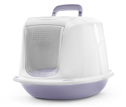 Record Arena+ Lettiera per Gatti Chiusa con Maniglia e Filtro, Lilla 57 X 39,5 X 38 cm. Toilette in Plastica Design Moderno, Facile da Pulire, Made in Italy