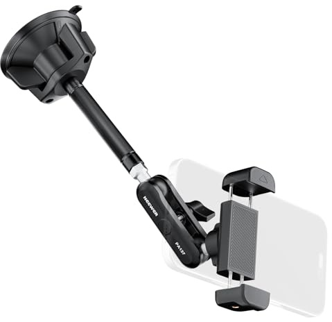 NEEWER Auto Handyhalterung 360° drehbare Vakuum Saugnapf Handyhalter aus Metall mit Verlängertem Magic Arm kompatibel mit iPhone Samsung, für Windschutzscheibe Dachfenster Glas Navigation Video, PA137