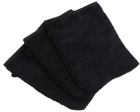 SMASOLO 3Pcs Microfiber Face Cleansing Gloves Soft Makeup Remover Mitts for Shower Bath Exfoliating and Deep Pore Cleaning Suitable for Sensitive Skin Black
