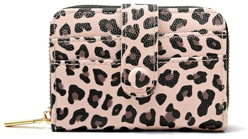Gsrhzd Kartenetui, PU Leder Kreditkartenetui für Damen und Herren, Leopard Orgel-Stil Karten Portemonnaie, Scheckkartenetui, Karten Geldbeutel, Rosa