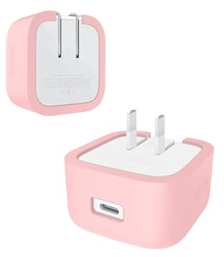 1PC Silicone Case for A-pple 40W Charger Power Plug - Shockproof Dustproof Cover, Soft Anti-Scratch Protective Skin Shell for Apple USB-C Charger (Pink)