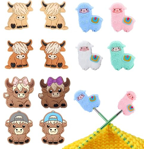 JDCMEI 12 Stück Maschenstopper, Stricknadelstopper aus Silikon, Maschenstopper für Stricknadeln, Stricknadel-Schutzhüllen von Tierformen, Silikon Strickspitzen-Nadelkappen zum Stricken Quilten Nähen