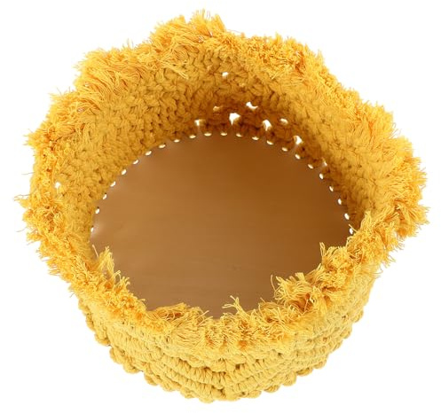 MOTHNUR Cestino Portaoggetti Piccolo in Corda di Cotone Intrecciata Pieghevole, Contenitore Multifunzionale per Cosmetici, Frutta e Piante, Organizer Sicuro per Casa e Cameretta , Design