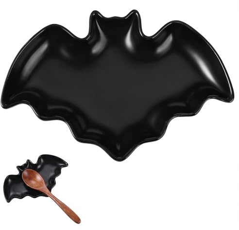 Domensi Bat Spoon Holder for Stove Top Ceramic Goth Spoon Rest for Kitchen Counter Gothic Kitchen Accessories Cooking Tablespoon Holder for Counter Utensil Spatula Ladle Tong