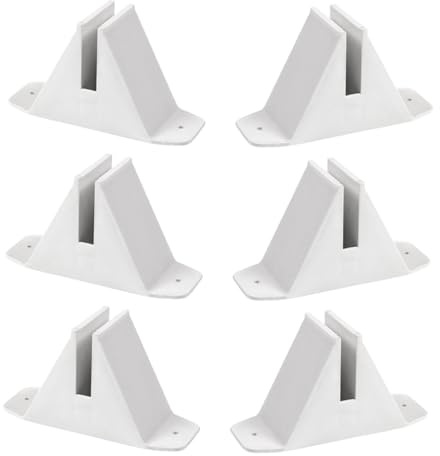 FIXOSHEE 6pcs White Plastic Garden Fence Base Stand, Christmas Tree Picket Fence Support Feet, Pet Gate and Privacy Screen Panel Holder for Outdoor Yard Stability