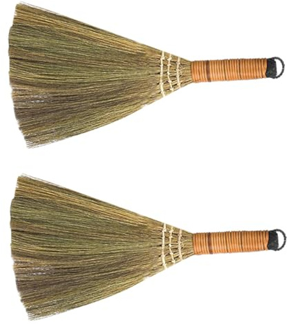 DONFAMDS Scopa Piccola in Legno Naturale Set da 2 Pezzi, Scopa da Tavolo Compatta Setole Resistenti per Pulizia Domestica di Superfici e Piccoli Rifiuti, Strumento Pratico per Stanze