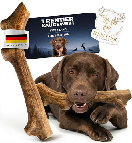 Themahund Kaugeweih Rentier für Hunde, extra lang, L, 1 Stück | Natürliche Alternative zu Hirschgeweih & Kauknochen, splitterfrei & abgerundet, vom Polarkreis