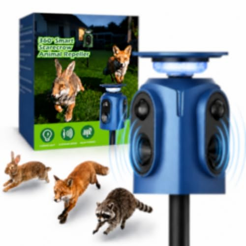 Repelente Gatos Ultrasonido, VoltGuard 360° Ahuyentador Gatos 5 Modos con Sensor de Movimiento y Flash,Ahuyentador de Gatos para Pájaros,Perros,Zorros