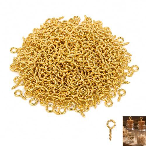 600 pezzi viti a occhio gioielli 4 × 8 mm, spille con occhiello mini, ganci in metallo per gioielli portachiavi fai da te, spille da avvitare dorate per creazione artigianale accessori per hobby