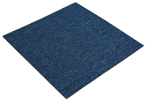 XHNIFBN Teppichfliesen Blau 50x50 cm, 20er Set Selbstliegend Teppichboden Modular, Robustes PP und Bitumen für Wohnzimmer, Teppichfliese Schlinge Geräuschdämpfend