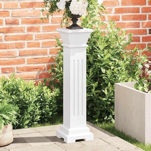LoogCape Support de plantes colonne carré en MDF de style classique blanc, colonne de plantes stable pour balcon, terrasse, salon, jardin, intérieur et extérieur, peu encombrant, robuste