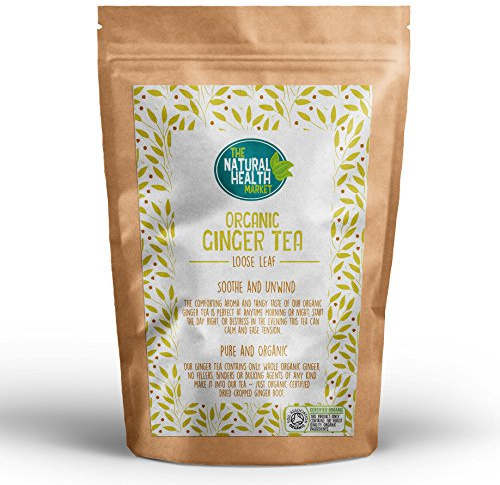 Organic Ginger Loose Leaf 200g | Soil Association Certified | Ginger Tea Organic | Made in UK | Vegan, Healthy Tea | Spiced Tea for Digestion | Climate Pledge Friendly By The Natural Health Market