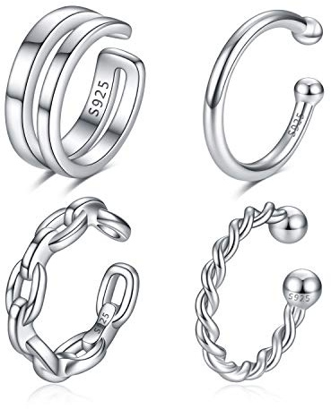 CHIC & ARTSY Ear Cuff Set Damen Ohrmanschette Ohrringe 925 Sterling Silber Earcuffs Set Helix Knorpel Ohrmanschette Ohne Ohrloch Wickelohrring Fakepircings Ohr Cuffs Ohrklemme