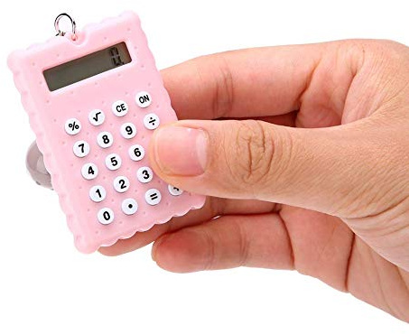 Schlüsselbundrechner, Portable Cute Cookies Style Schlüsselanhänger Rechner, 8-Bit Display Taschenrechner für Kinder/Studenten(Rosa)