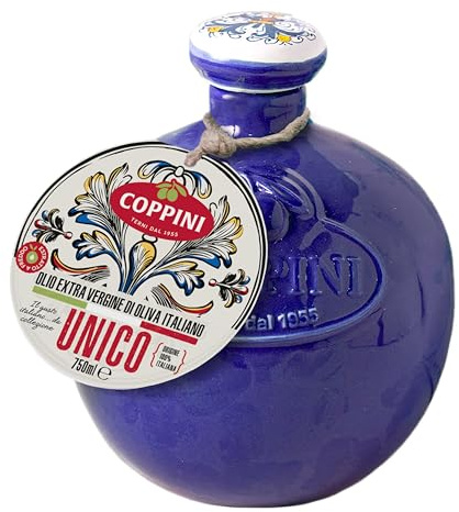 Unico 750mL Olio extra vergine 100% italiano in ceramica originale di Deruta Blu