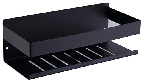KigKog® Duschablage ohne Bohren Matt Schwarz, Duschregal Wandmontage Edelstahl SUS304 Rostfreier Duschkorb Badregal ohne Bohren, 23cm Selbstklebend Badezimmerregal, K07-23-MB