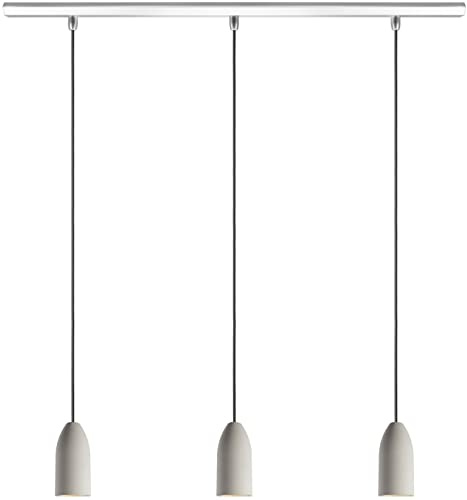 Buchenbusch urban design Hängelampe drei Pendel höhenverstellbar Esszimmer (33 Kabelfarben) Beton langer Esstisch LED dimmbar blendfrei Landhausstil light edition