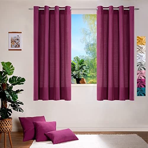 heimtexland ® Deko Vorhang Baumwolle Dekoschal Blickdicht Einfarbig Ösenschal Gardine Typ849 Beere HxB 160x140 cm